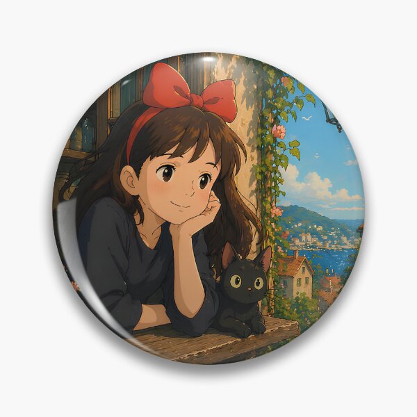 Item preview, Cute kawaii art girl [[kiki's]] -%[ghiblis]%- smile on window aways  designed and sold by uwwooshop.