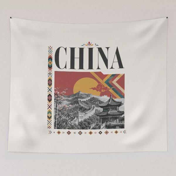 Item preview, Retro China Chinese Temple Oriental Landscape designed and sold by AtuqStudio.