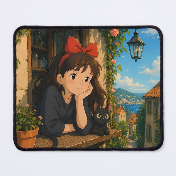 Item preview, Cute kawaii art girl [[kiki's]] -%[ghiblis]%- smile on window aways  designed and sold by uwwooshop.