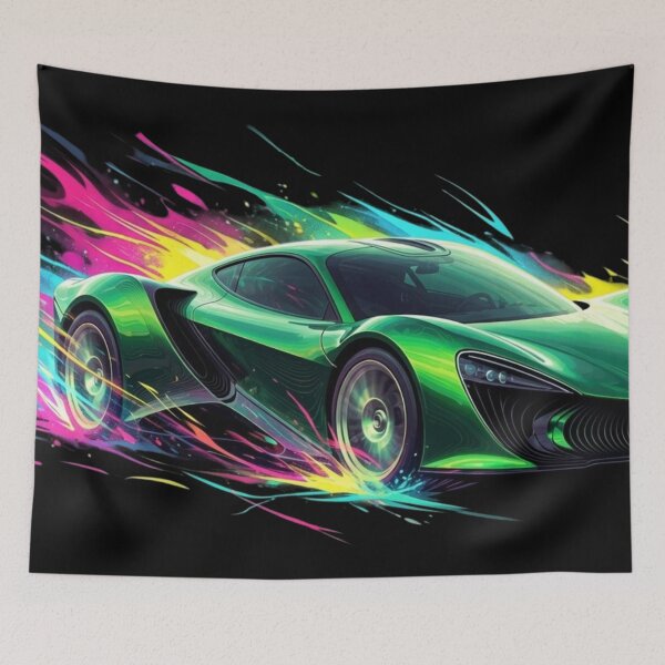 Item preview, Neon Splatter Green Supercar - Organic Abstract Vector Art designed and sold by Nexus Space.