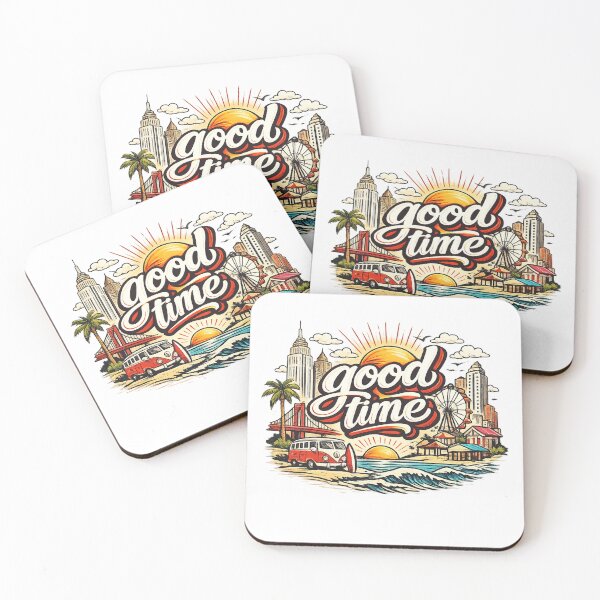 Item preview, Good Time Retro Cityscape | Red & White Vintage Travel Graphic T-Shirt designed and sold by Lifehackerplus1.