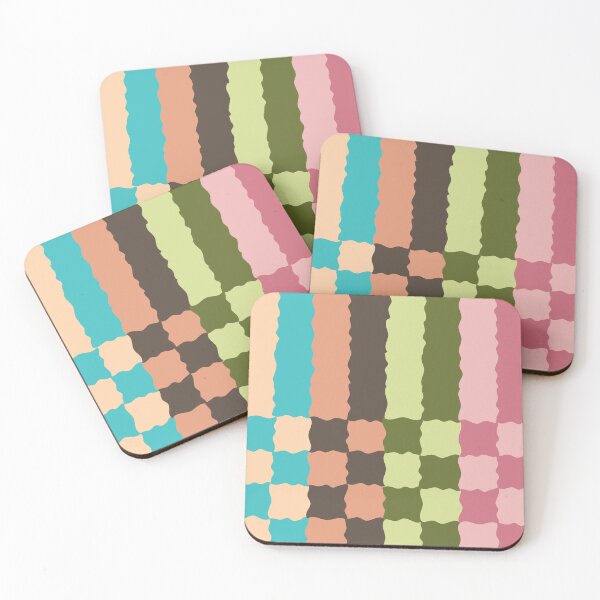 Item preview, Retro Wavy Checkerboard Pattern Pastel Abstract Grid 2 designed and sold by nineFlorals.
