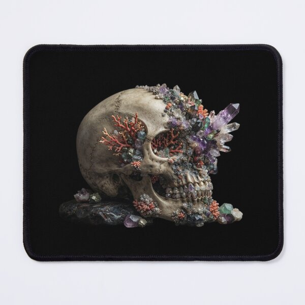 Item preview, Crystalline Decay: Geode Skull with Coral Accents designed and sold by SipWithStyleArt.