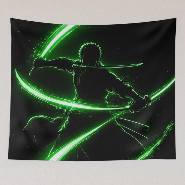 Item preview, Neon Green Triple Blade Samurai Silhouette | Dark Fantasy Anime Style designed and sold by Dyan4.