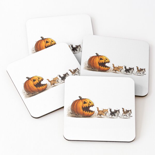 Item preview, Cute Halloween Cats Running from Scary Pumpkin Funny Cat Lover Shirt designed and sold by HectorStore11.