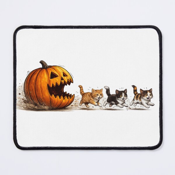 Item preview, Cute Halloween Cats Running from Scary Pumpkin Funny Cat Lover Shirt designed and sold by HectorStore11.
