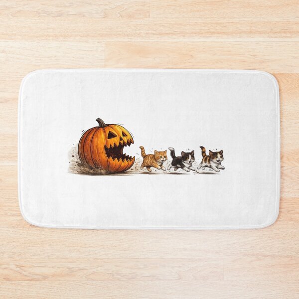 Item preview, Cute Halloween Cats Running from Scary Pumpkin Funny Cat Lover Shirt designed and sold by HectorStore11.