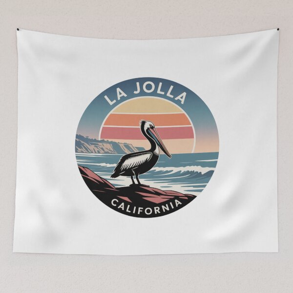 Item preview, La Jolla California: Retro Pelican Coastline designed and sold by CircinusStore.
