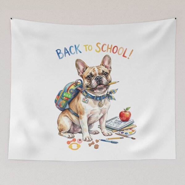 Item preview, Cute Watercolor French Bulldog Back to School Puppy with Backpack and Pencil designed and sold by VibranPalette.
