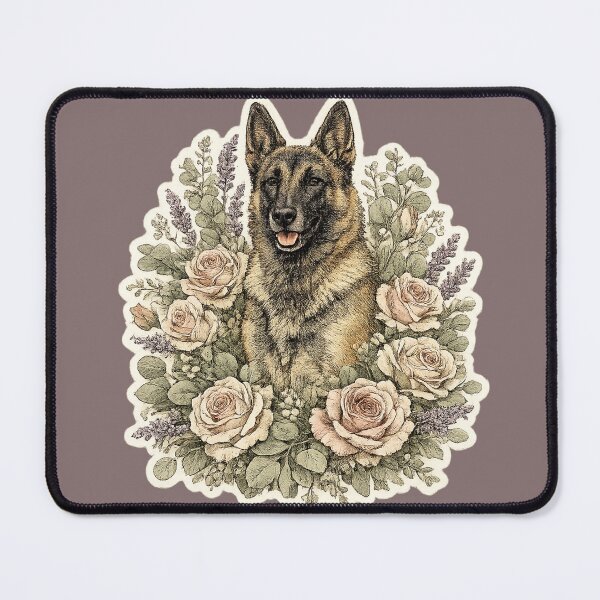 Item preview, Belgian Malinois in Roses – Vintage Botanical Portrait designed and sold by Golden Era Studio.
