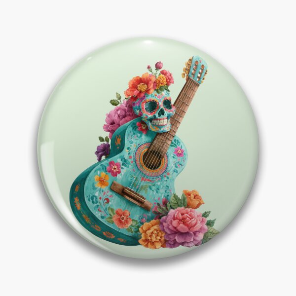 Item preview, Dia de Muertos Floral Guitar | Mexican Sugar Skull Art designed and sold by MythicMood.