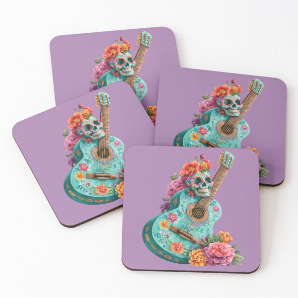 Item preview, Dia de Muertos Floral Guitar | Mexican Sugar Skull Art designed and sold by MythicMood.