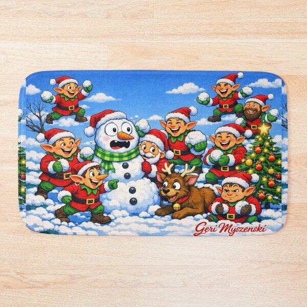 Item preview, Santa’s Snowball Chaos – Mischievous Elves & Reindeer Christmas Fun designed and sold by The Art Queen Of Michigan .