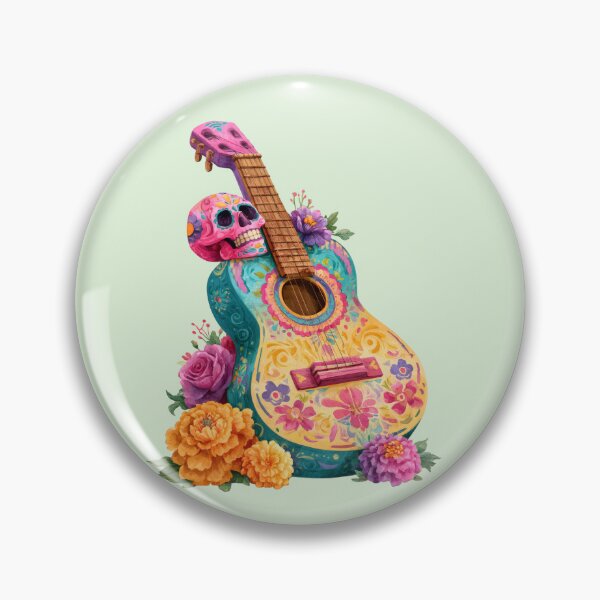 Item preview, Dia de Muertos Floral Guitar | Mexican Sugar Skull Art designed and sold by MythicMood.