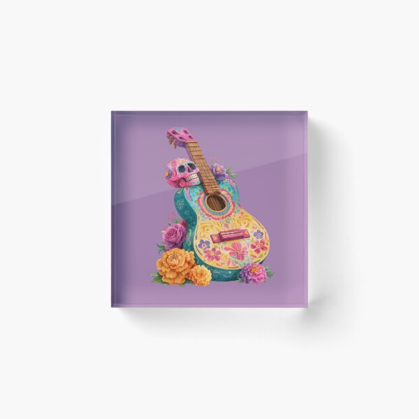 Item preview, Dia de Muertos Floral Guitar | Mexican Sugar Skull Art designed and sold by MythicMood.