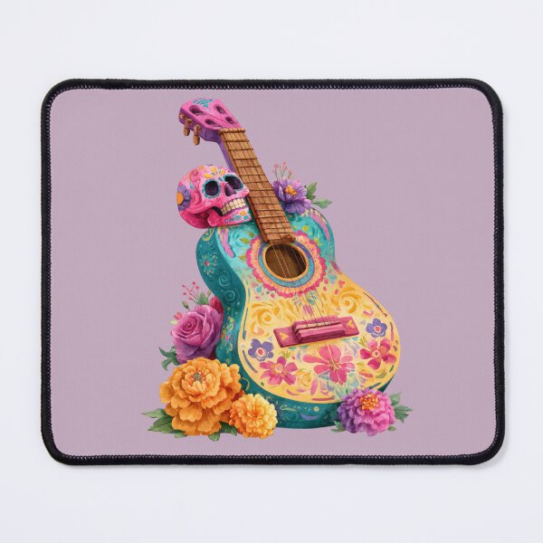 Item preview, Dia de Muertos Floral Guitar | Mexican Sugar Skull Art designed and sold by MythicMood.