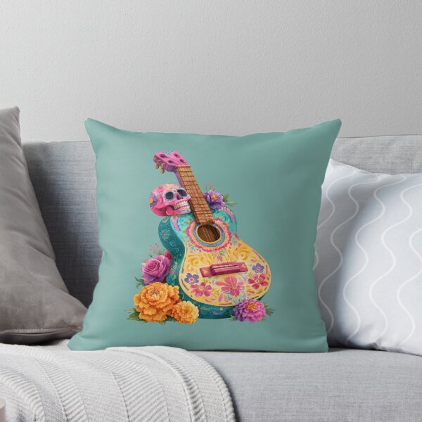 Item preview, Dia de Muertos Floral Guitar | Mexican Sugar Skull Art designed and sold by MythicMood.