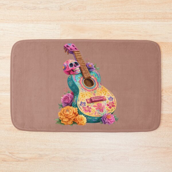 Item preview, Dia de Muertos Floral Guitar | Mexican Sugar Skull Art designed and sold by MythicMood.