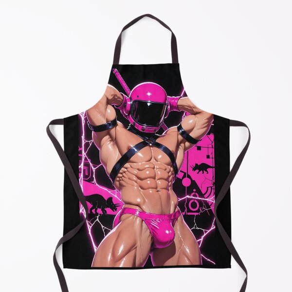 Item preview, Neon Cyberpunk Space Warrior – Pink Sci-Fi Muscle Illustration designed and sold by ZhivanCrimson.
