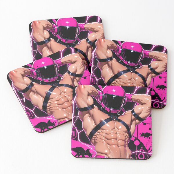 Item preview, Neon Cyberpunk Space Warrior – Pink Sci-Fi Muscle Illustration designed and sold by ZhivanCrimson.