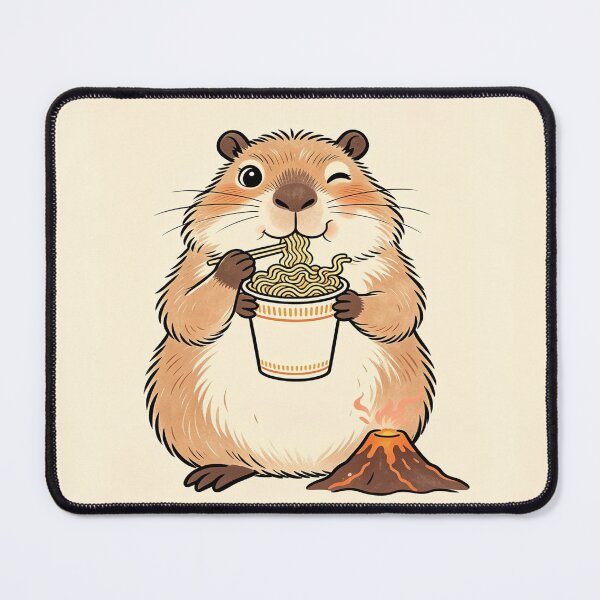 Item preview, Cute Hamster Eating Spicy Ramen - Cute Mascot with Volcano Art designed and sold by ZINO WORLD.