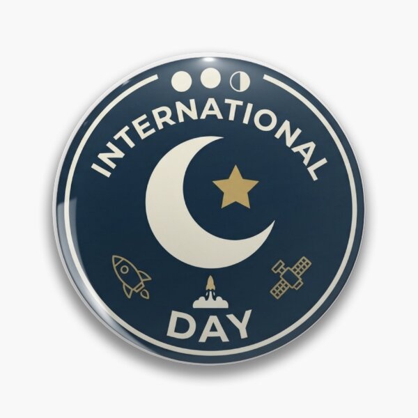 Item preview, International Moon Day Crescent Moon Space Exploration Badge Design designed and sold by Palette & Hue.