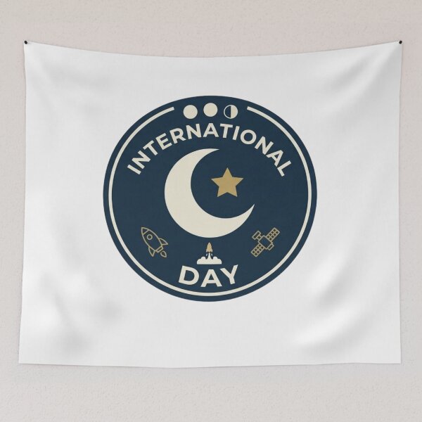 Item preview, International Moon Day Crescent Moon Space Exploration Badge Design designed and sold by Palette & Hue.