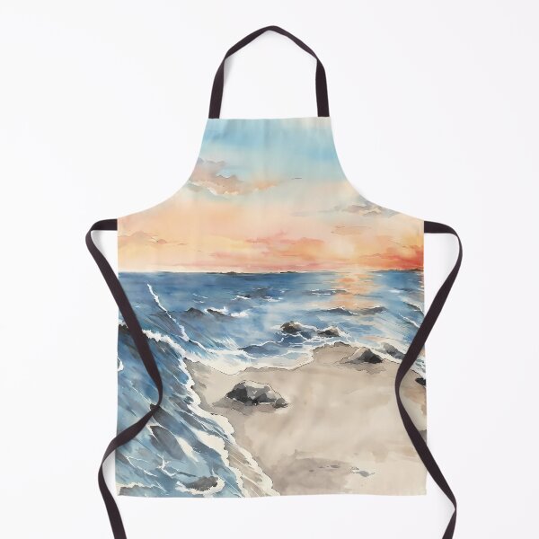 Item preview, Watercolor Ocean Sunset Beach designed and sold by HezeOtakuArt.