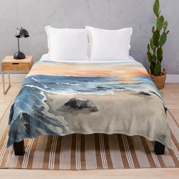 Item preview, Watercolor Ocean Sunset Beach designed and sold by HezeOtakuArt.