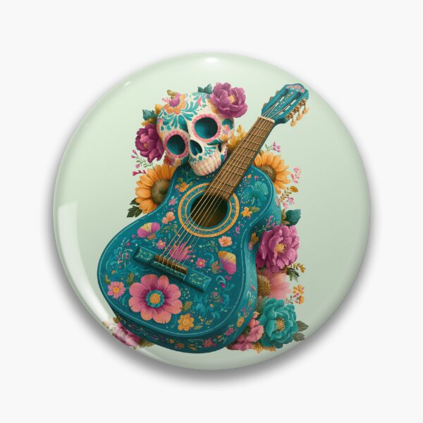 Item preview, Dia de Muertos Floral Guitar | Mexican Sugar Skull Art designed and sold by MythicMood.