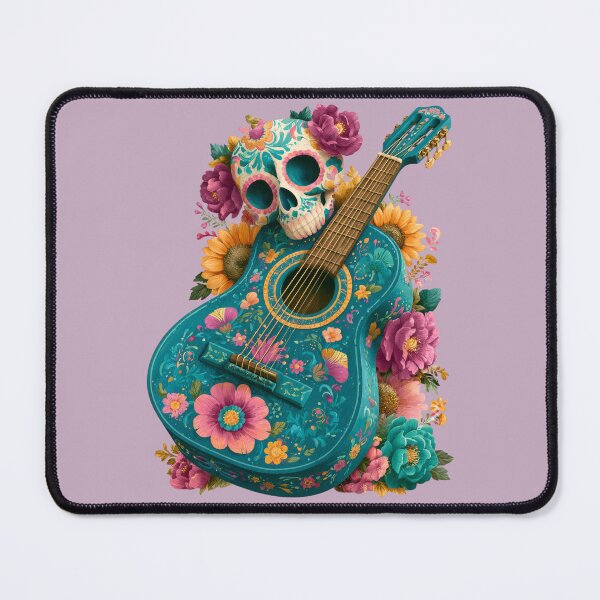 Item preview, Dia de Muertos Floral Guitar | Mexican Sugar Skull Art designed and sold by MythicMood.
