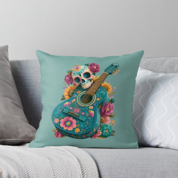 Item preview, Dia de Muertos Floral Guitar | Mexican Sugar Skull Art designed and sold by MythicMood.