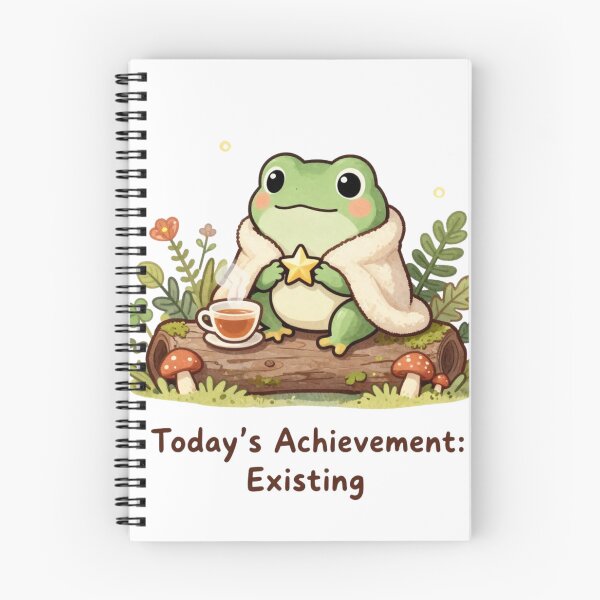 Item preview, Today's Achievement: Existing | Cute Cozy Frog Cottagecore Art designed and sold by Cozy Chaos Studio Co.