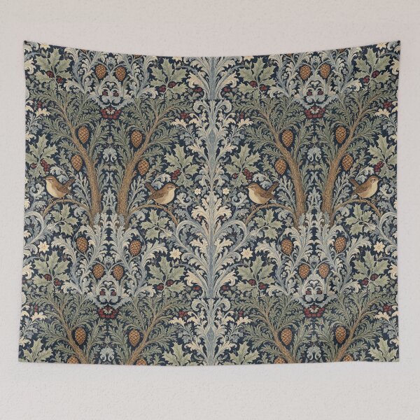 Item preview, Beautiful William Morris nature with birds inspired pattern design tapestry lovely designed and sold by Vintage Designs +.