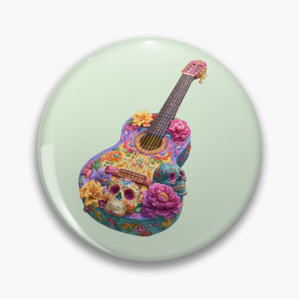 Item preview, Dia de Muertos Floral Guitar | Mexican Sugar Skull Art designed and sold by MythicMood.