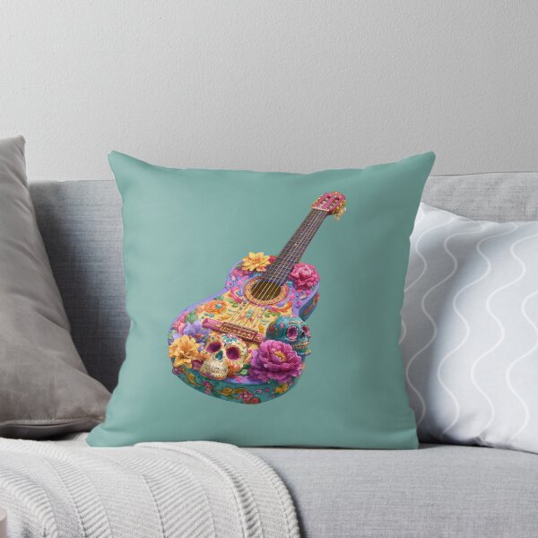 Item preview, Dia de Muertos Floral Guitar | Mexican Sugar Skull Art designed and sold by MythicMood.