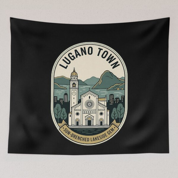 Item preview, Lugano Switzerland Vintage Travel Emblem Lakeside Town designed and sold by k3rstman1.