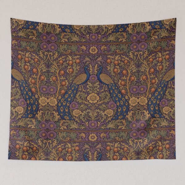 Item preview, Beautiful William Morris nature with birds inspired pattern design tapestry lovely designed and sold by Vintage Designs +.