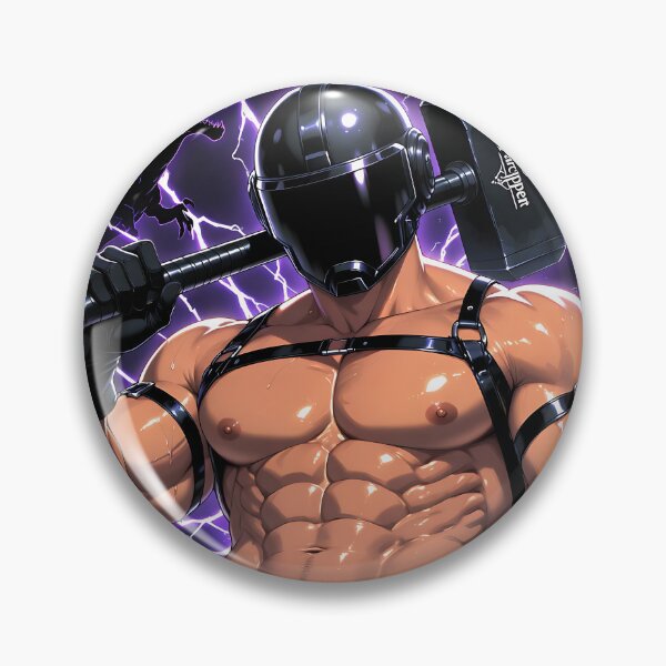 Item preview, Cyberpunk Warrior with Hammer – Futuristic Sci-Fi Muscle Illustration designed and sold by ZhivanCrimson.