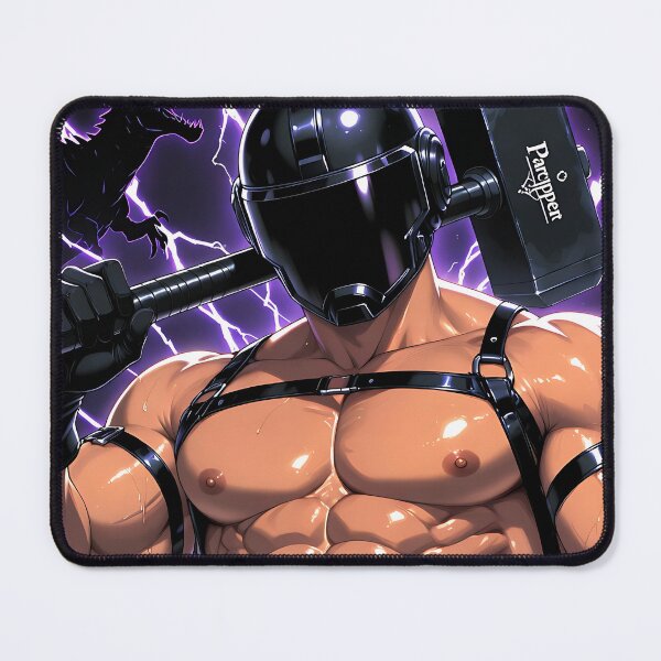 Item preview, Cyberpunk Warrior with Hammer – Futuristic Sci-Fi Muscle Illustration designed and sold by ZhivanCrimson.