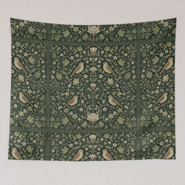 Item preview, Beautiful William Morris nature with birds inspired pattern design tapestry lovely designed and sold by Vintage Designs +.