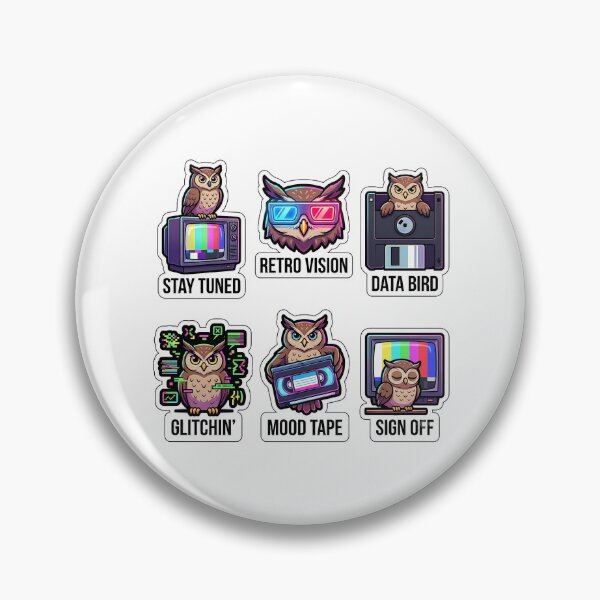 Item preview, Retro CRT TV Owl Sticker Pack - Vintage Neon & Wise Puns designed and sold by SimpleP.