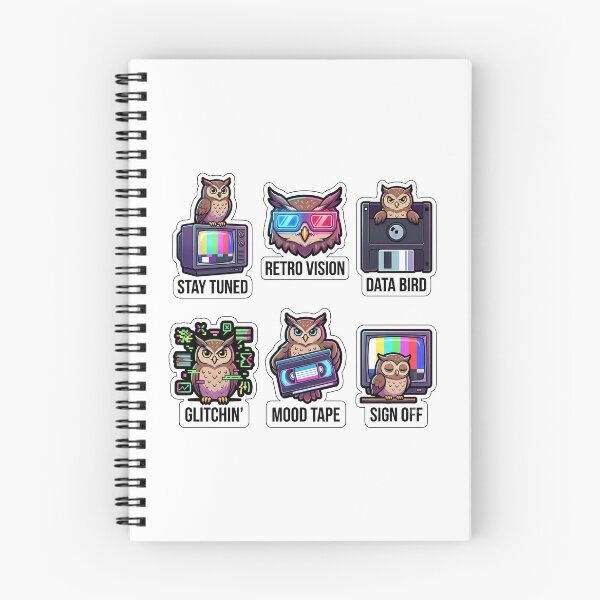 Item preview, Retro CRT TV Owl Sticker Pack - Vintage Neon & Wise Puns designed and sold by SimpleP.