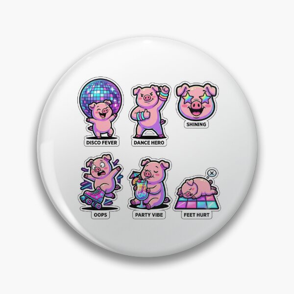 Item preview, Retro Disco Pig Sticker Pack - Vintage Neon & Porky Puns designed and sold by SimpleP.