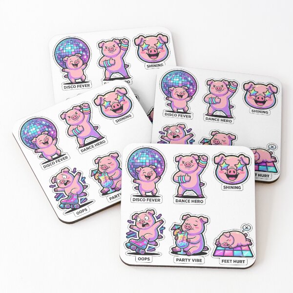Item preview, Retro Disco Pig Sticker Pack - Vintage Neon & Porky Puns designed and sold by SimpleP.