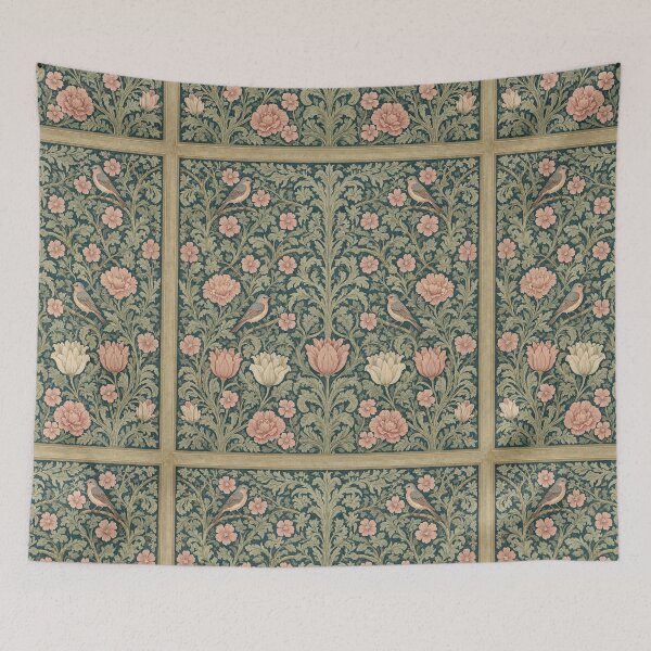 Item preview, Beautiful William Morris nature with birds inspired pattern design tapestry lovely designed and sold by Vintage Designs +.