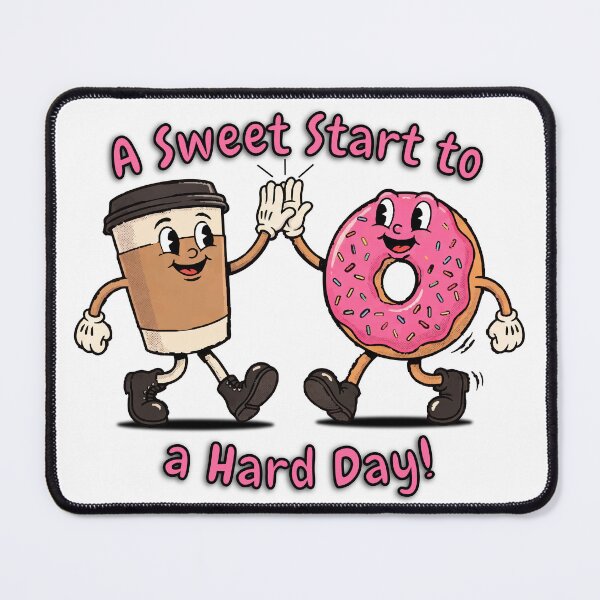 Item preview, A Sweet Start to a Hard Day - Retro 1930s Coffee & Donut Cartoon designed and sold by KozbiDesign.