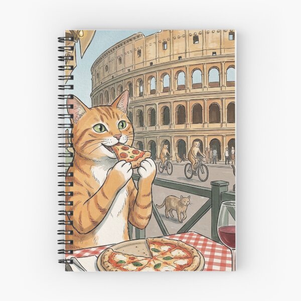 Item preview, Ginger Cat Eating Pizza in Rome Colosseum Italian Cafe Art designed and sold by Butterfly-Dream.