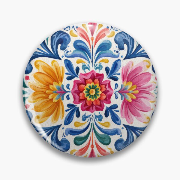 Item preview, Mexican Talavera Floral Pattern | Colorful Folk Art Design designed and sold by MythicMood.