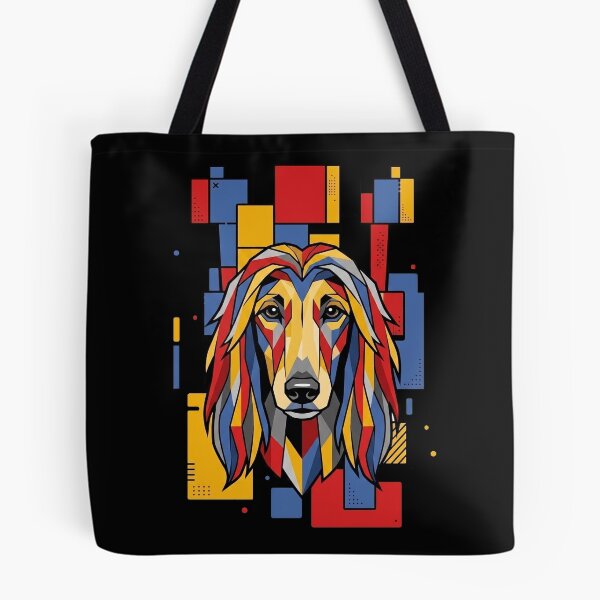 Artikelvorschau, Lustiges afghanisches Windhund-Kunstwerk mit bunten Blöcken – Geometrische Kunst für Mama, Papa und Kinder entworfen und verkauft von FurryHavenPH.
